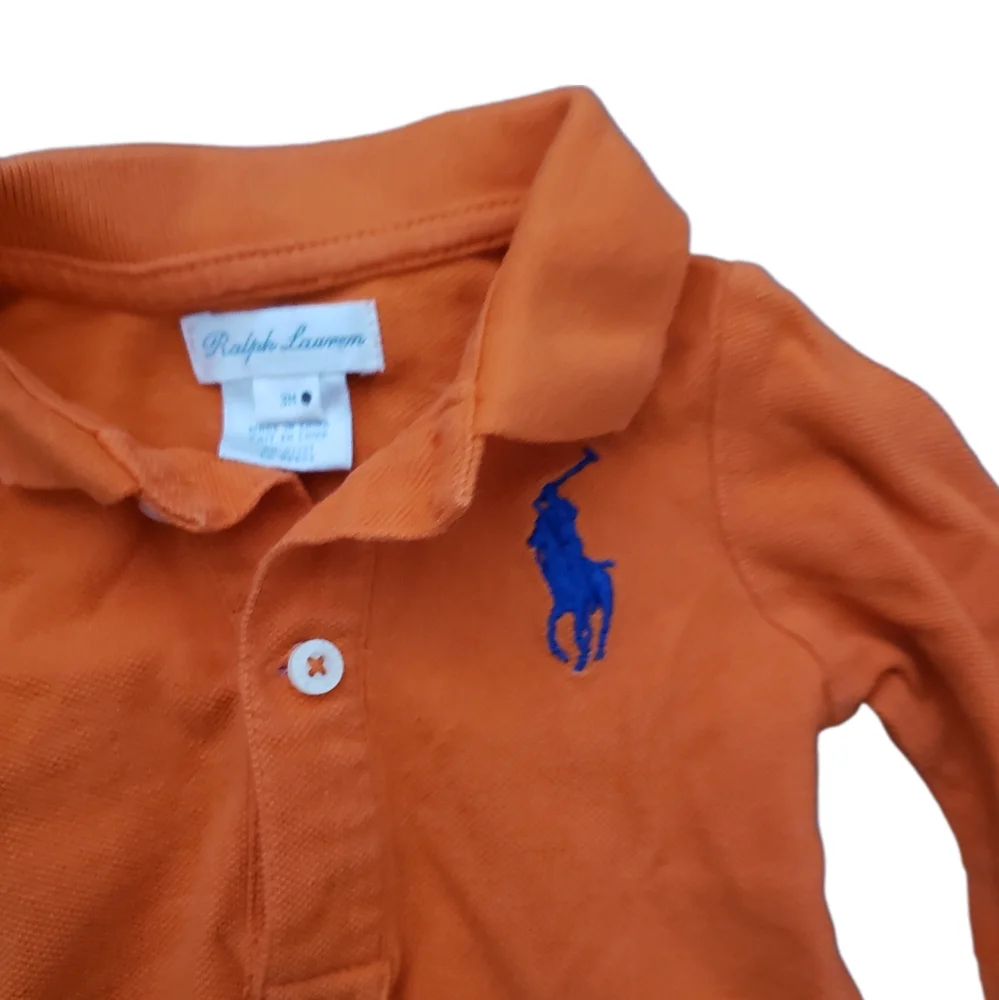 Ralph Lauren 3 Months Baby Boy Halloween Pumpkin Orange Fall Polo Coveralls